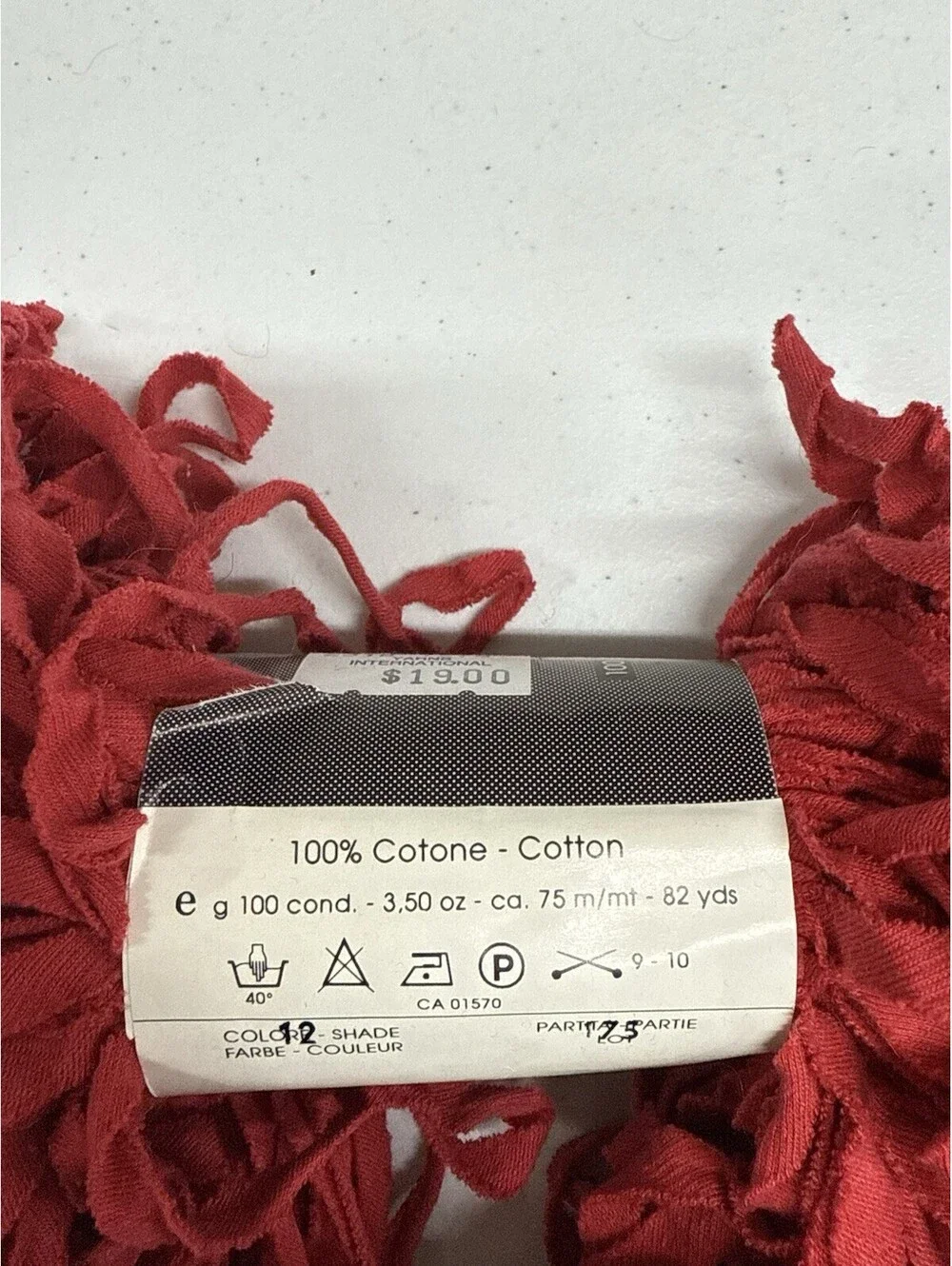 Filtura Di Crosa ‘Zip’ 100% Cotton Yarn Color #12 Red 1 Skein 82yds
